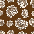 Seamless pattern.ÃÂ White doodle elements on brown background. Royalty Free Stock Photo
